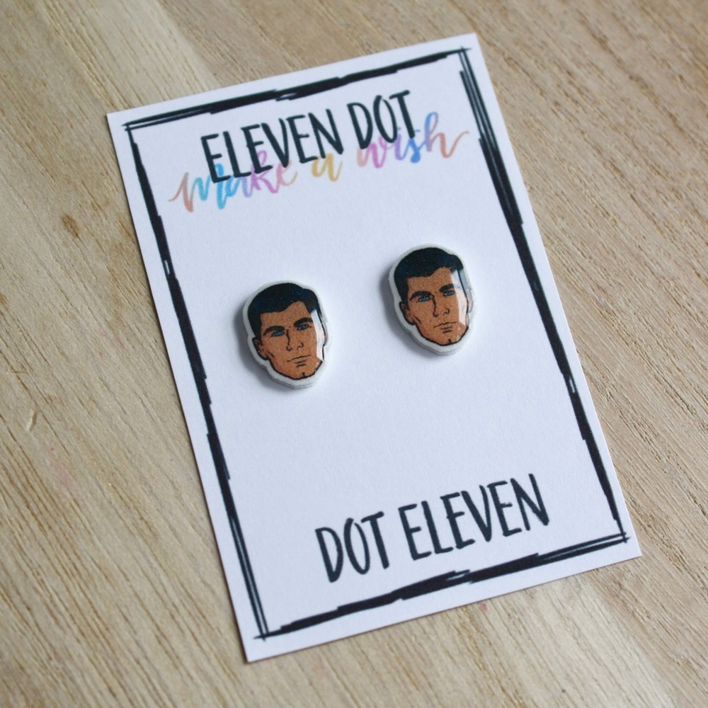 Sterling Archer Cartoon Danger Zone Face Earrings